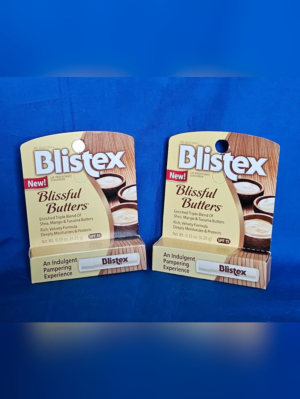 2 Blistex Blissful Butters Lip Balm Moisturizing Protectant SPF 15 NEW Old Stock